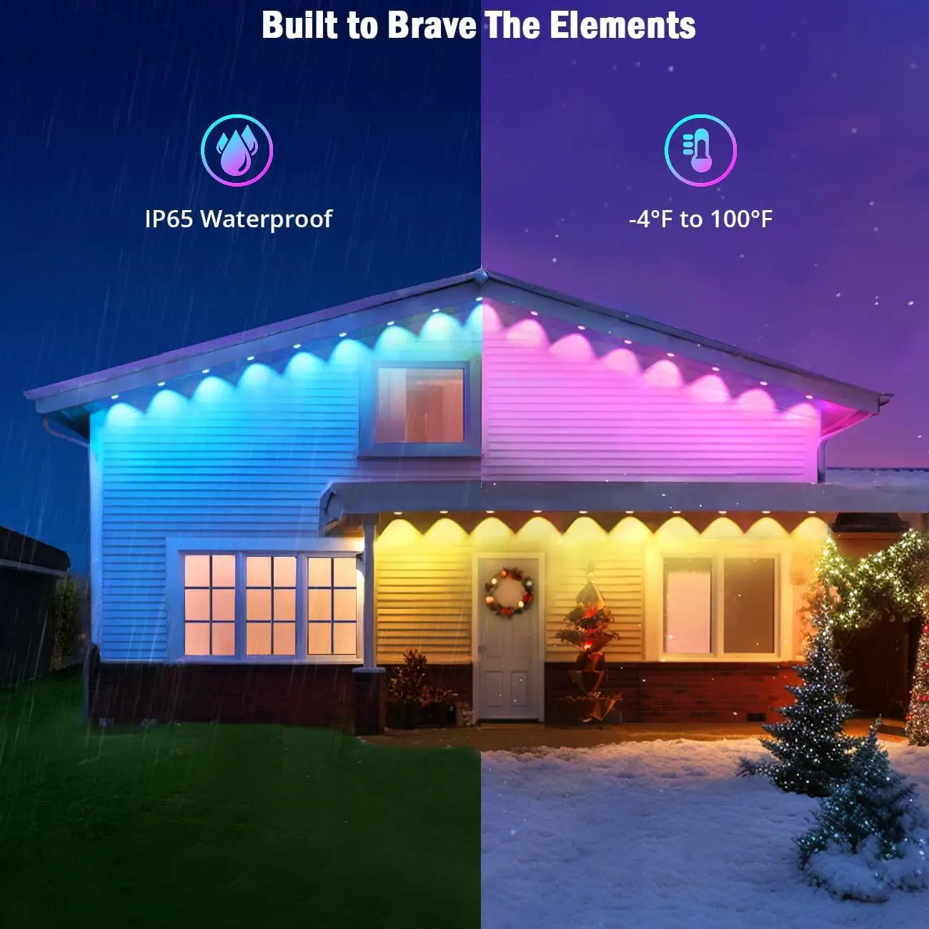 RGBIC Permanent Outdoor Eaves LED Lights String Waterproof Decorative Light Strip RGB WIFI Bluetooth Voice Control For Home Deco
