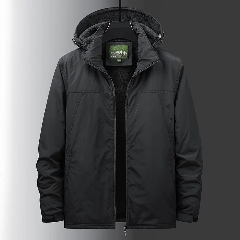Windbreak Men's Cold Coat for Winter Padded Jacket Men Warm Army Green Plush Men's Winter Jackets Free Shipping Coats Man Hot