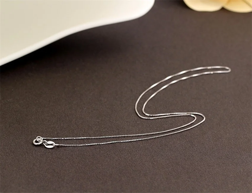 35cm-80cm 0,65mm 925 Sterling Silber Dünne Link Box Kette Halskette Frauen Schmuck Für Mädchen Italien kolye Collier Halskette 0,65mm – Detail 16