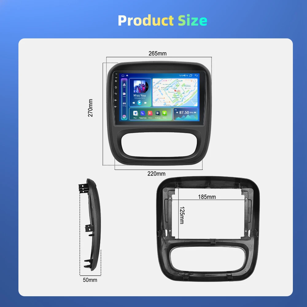 Podofo Autoradio für Renault TRAFIC/Opel VIVARO 2015, kabelloses CarPlay, Android-Headunit, GPS, WLAN, FM/RDS, Car Player, BT, EQ – Detail 11