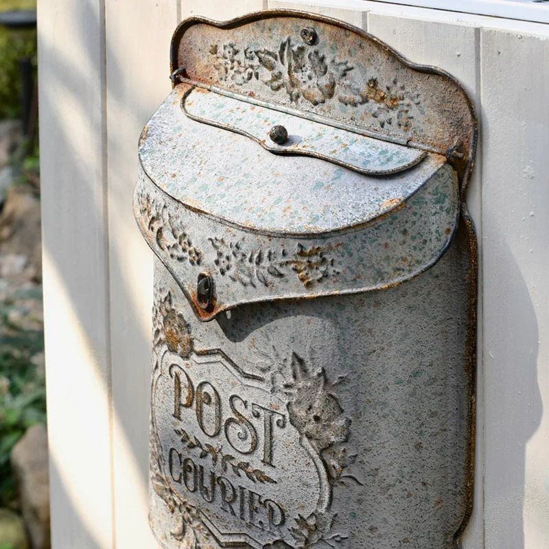 Outdoor Wall Mailbox Letter Box Retro Style Decoration Crafts Metal Wall Mounted Post Farmhouse Post wall mounted mailbox