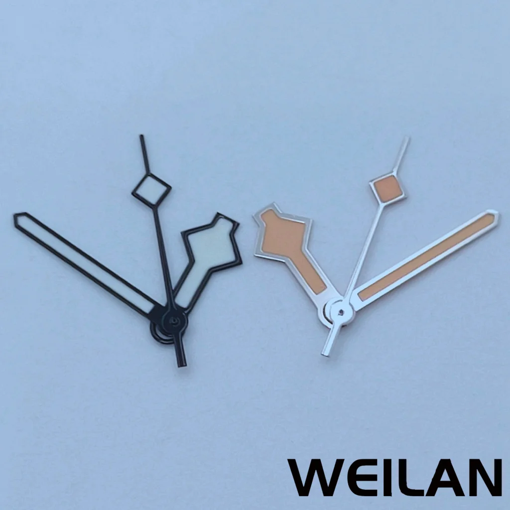 Green Luminous Watch Hands in Silver, Gold, Rose Gold, and Black Finishes