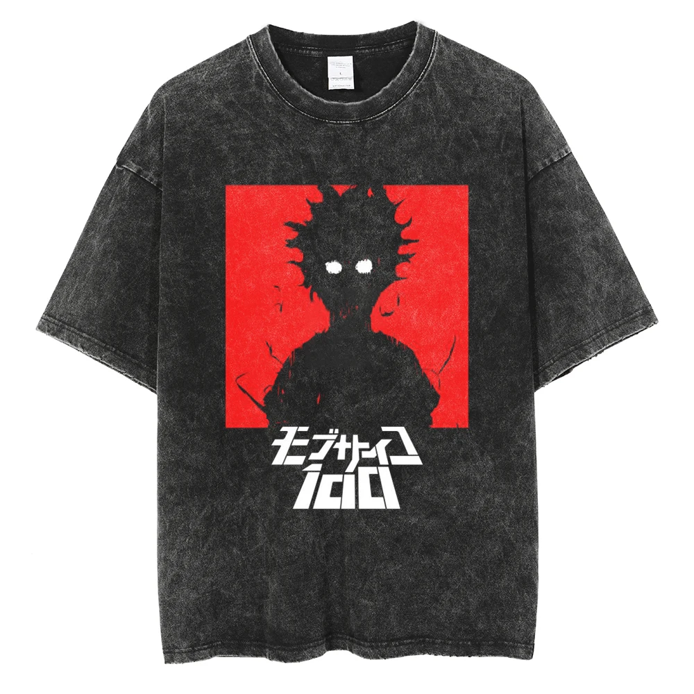 

Men Streetwear Hip Hop Oversize Tshirt Japanese Anime Mob Psycho 100 Graphic T-Shirt Vintage Harajuku T Shirt Cotton Tops Tees