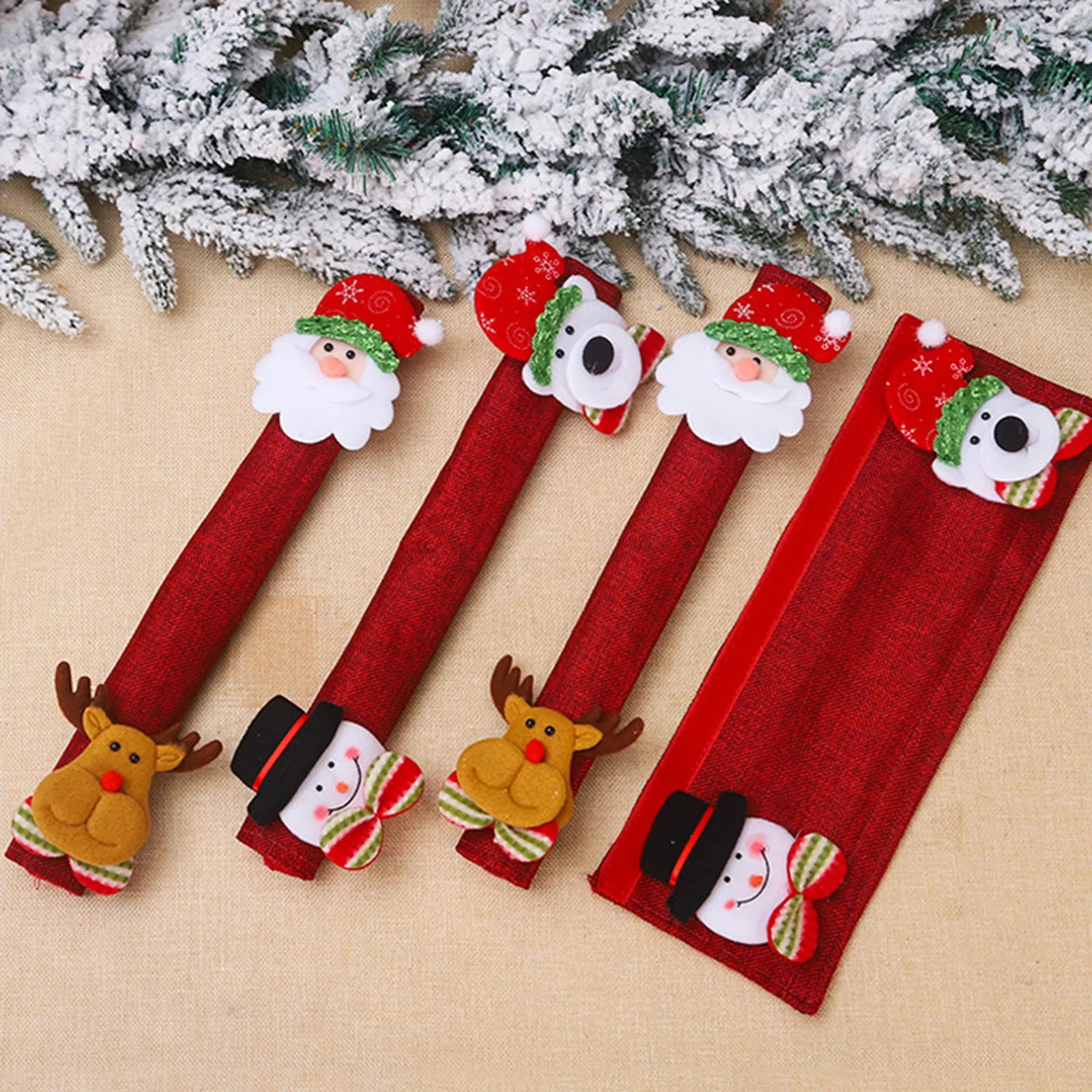 Christmas Refrigerator Door Hand Grip Covers Handle Gloves Hand Grips Protector Kitchen Decor Home Kitchen Accessories Decor