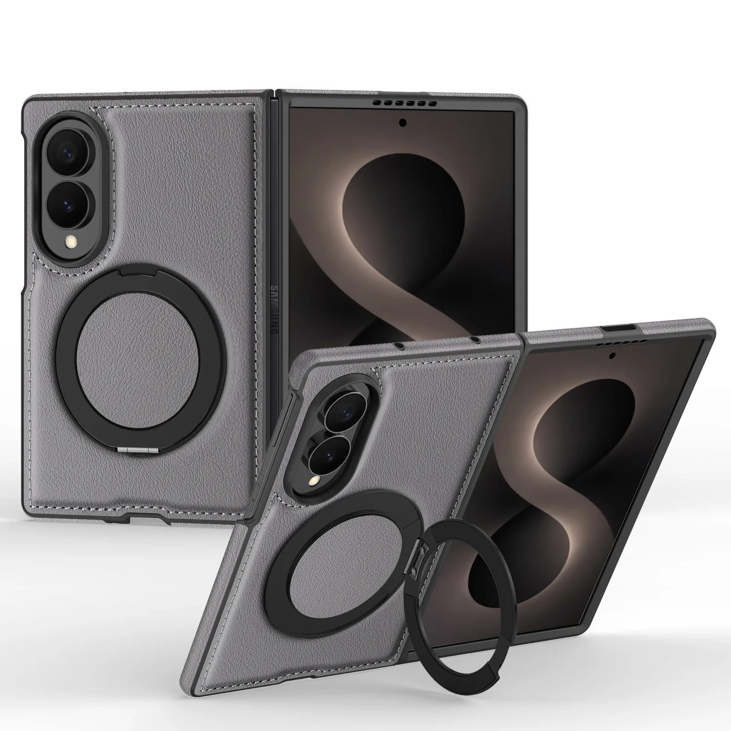Luxury Leather Texture Rotating Bracket Case with Magnetic Charging Cover