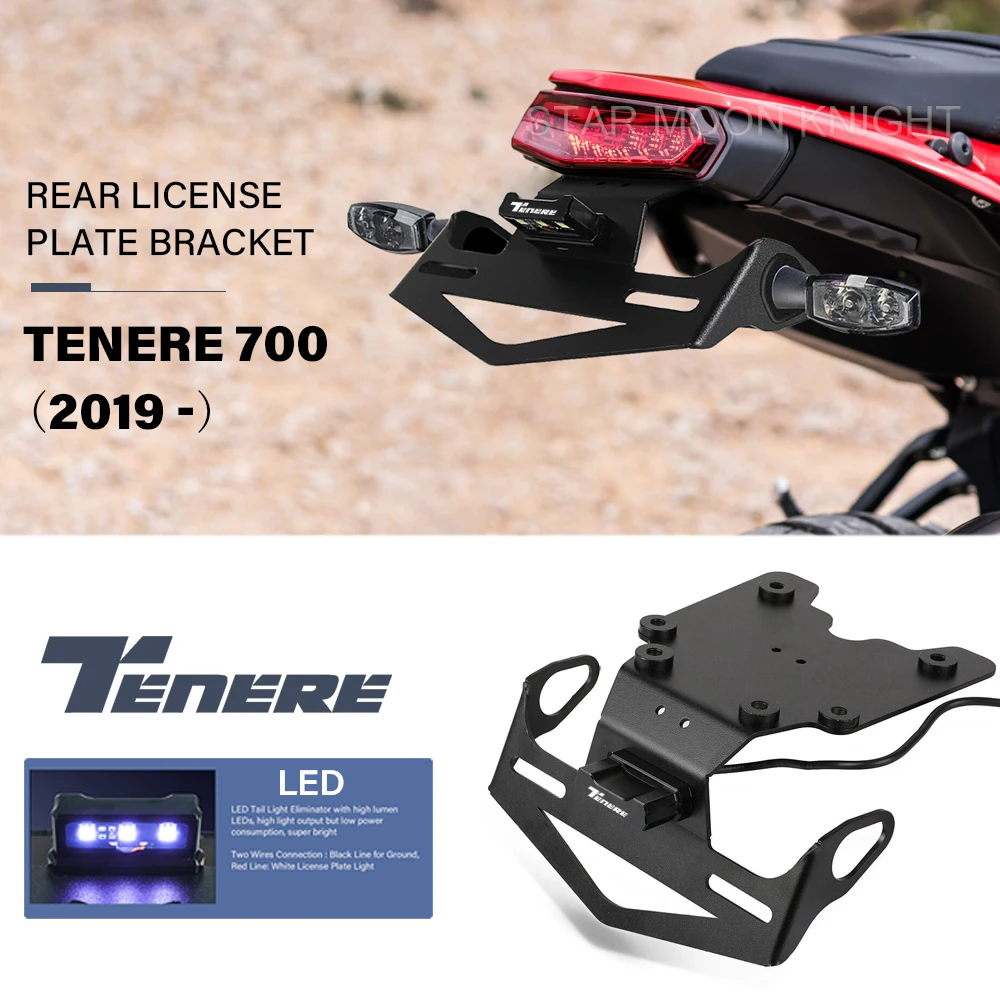 

Motorcycle Registration Plate Holder For Yamaha Tenere 700 2019- Tenere700 T7 T700 XTZ 700 LED Rear License Plate Holder Bracket