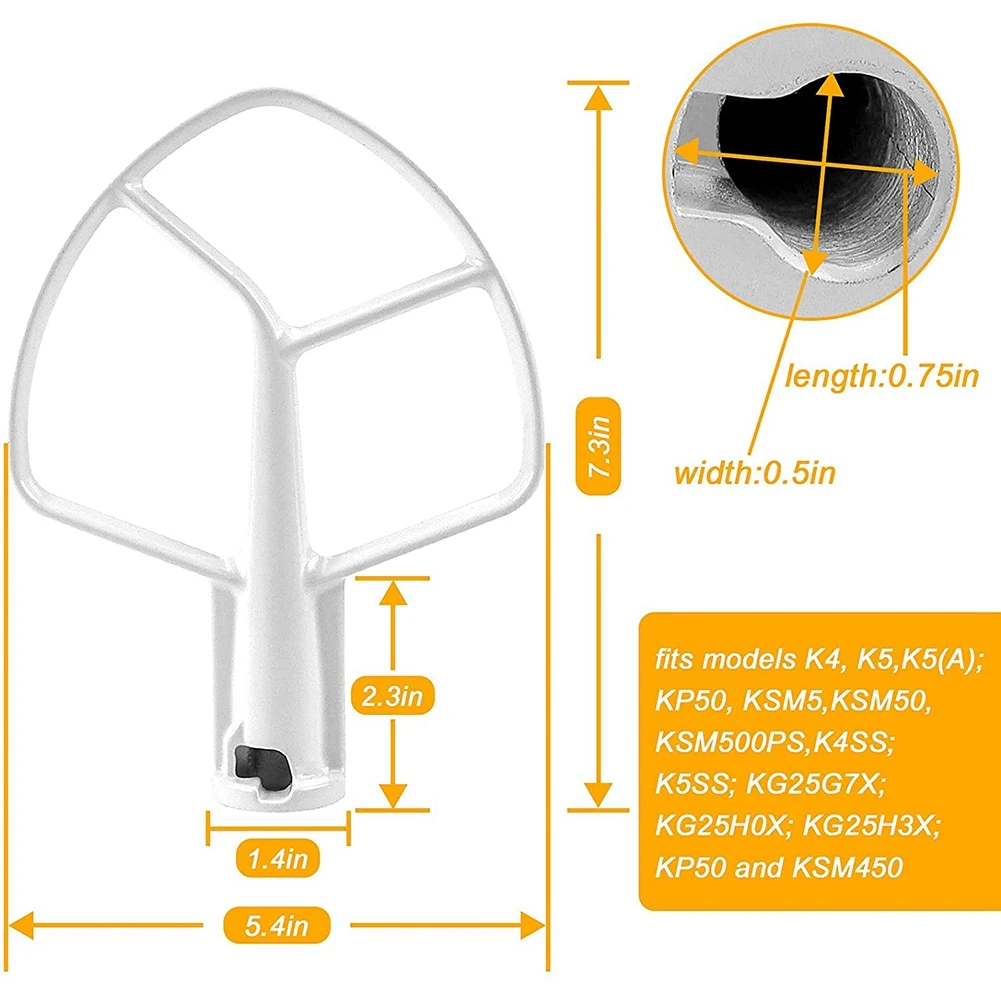 K5AB K5SS Kitchen Mixer Aid Coated Flat Beater Replacement for KitchenAid Mixer W10807813 9707670 Accessories