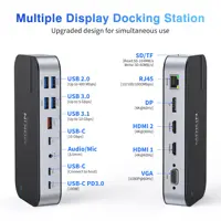 MOKiN USB C Docking Station Dual HDMI Monitor Adapter USB C Hub 3 Monitors Adapter with 4K Dual HDMI Displayport VGA 100W PD 3.0 2