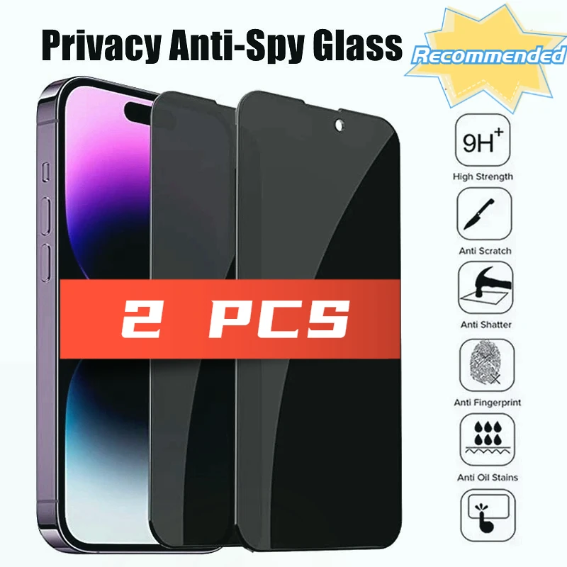 

2PCS Full Cover Anti-Spy Screen Protector For iPhone 11 12 13 14 Pro Max Privacy Glass For iPhone 14 Pro 8 Plus XS Max XR Glass