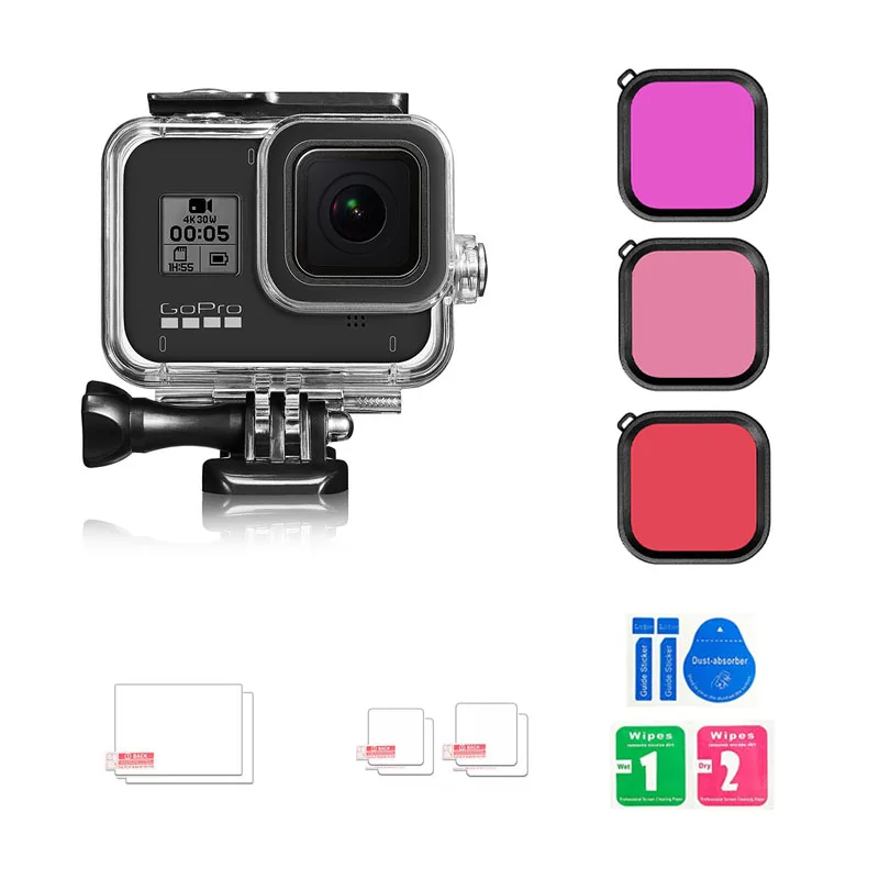 Waterproof Case for GoPro Hero 12 11 10 9 Black Housing with Temepered Glass Screen Protector Filter Underwater Dive Cover 60m