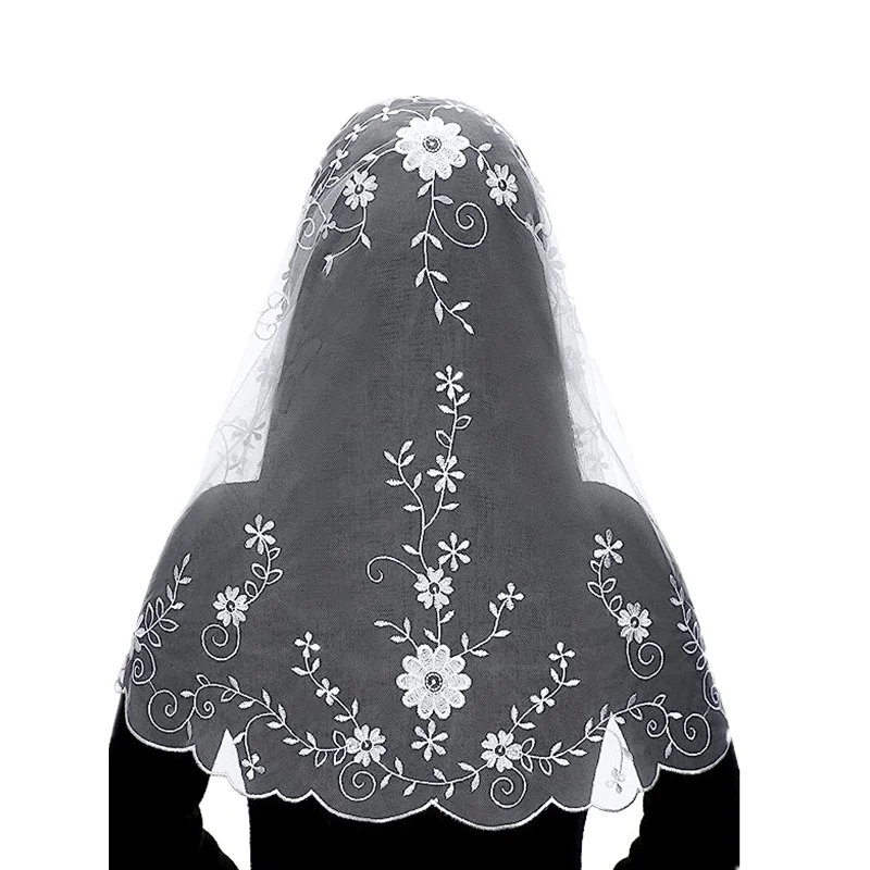 

Catholic Church Mass Veil - Spanish Chapel Lace Mantilla Veil Embroidery Head Covering for Women