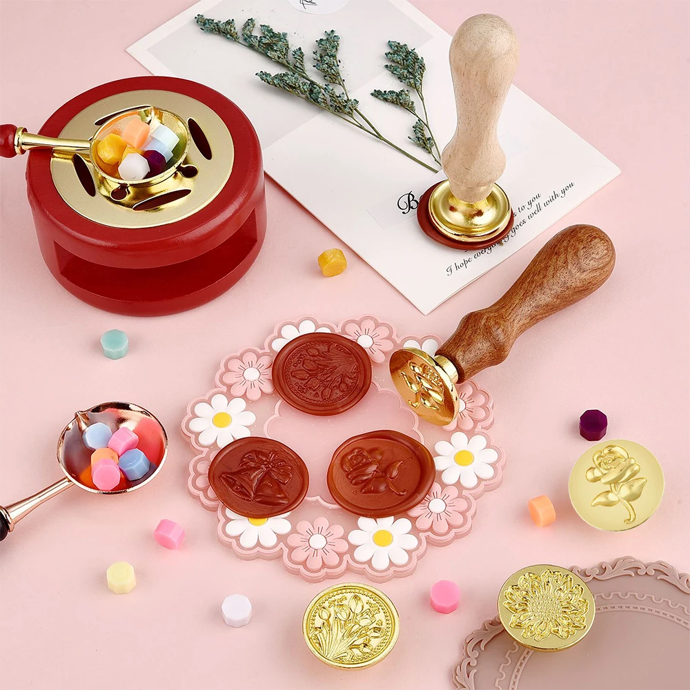 1pc Retro Vintage Wax Seal Stamp Flower Sealing Wax Stamp Head For Wedding Invitation Gift Packaging Cards Scrapbooking Stamps