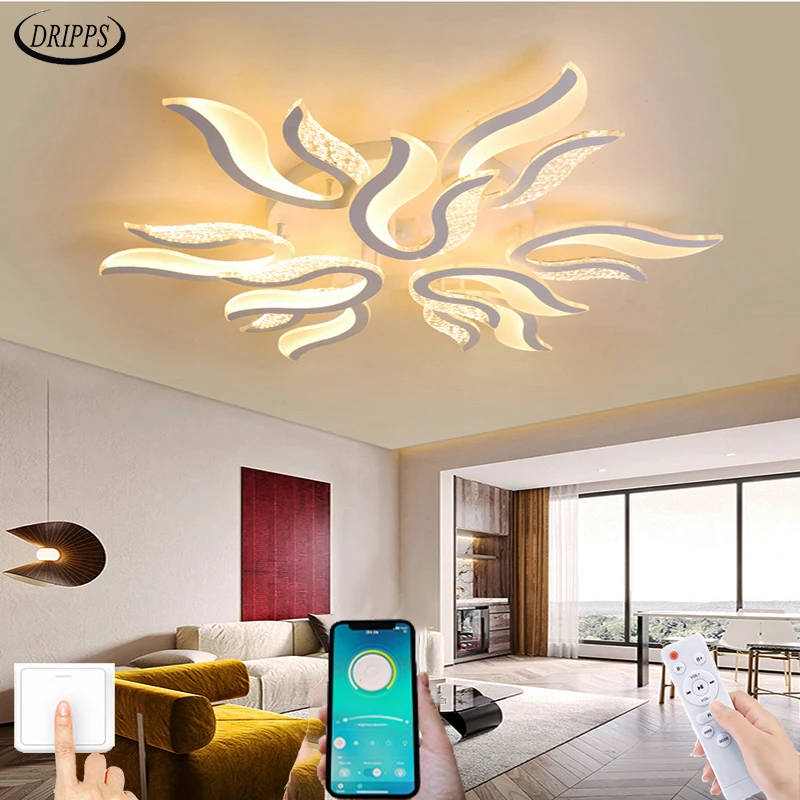 

Nordic living room LED ceiling light bedroom dining room smart APP control chandelier villa interior decoration ceiling light