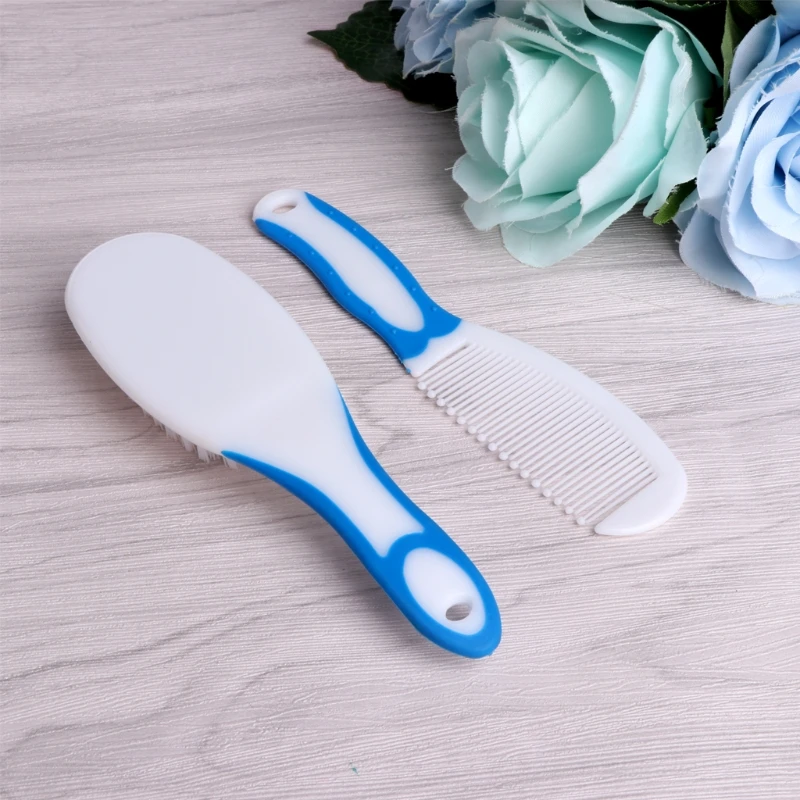 Baby Comb and Brush Set Nursing Supplies Bathing Washing Hair Soft Bristle Round Tip Safe for Head Massage A2UB