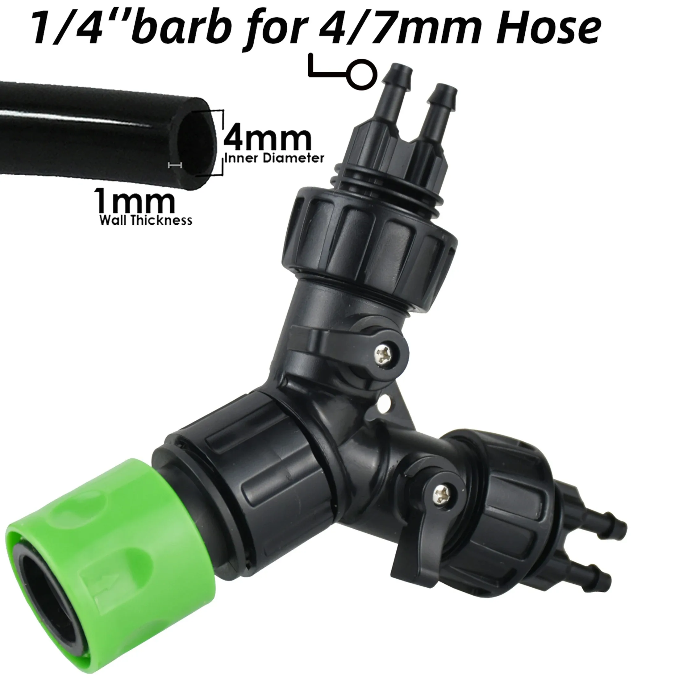 KESLA Drip Irrigation Tap Adapter 4-Way Splitter for Garden 1/4'' Hose Automatic Watering System Kit Bonsai Pot Plant Greenhouse