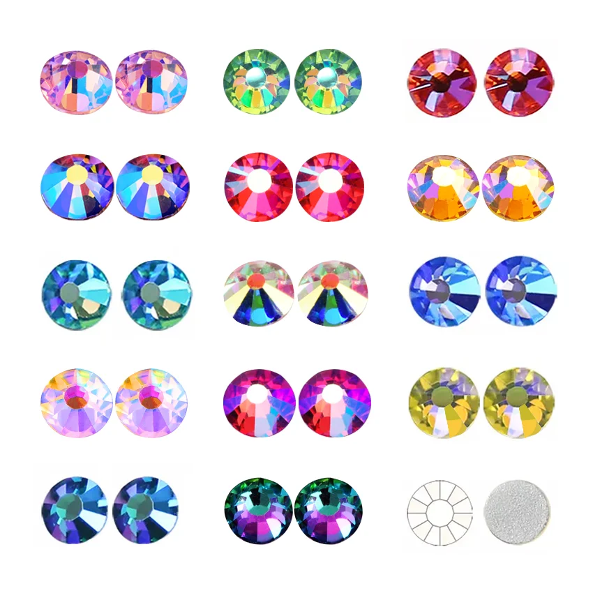 Nail Art Rhinestones 1440Pcs SS3-SS30 Crystal AB Non Hotfix Rhinestone FlatBack Glitter For DIY Nail Arts Y2801