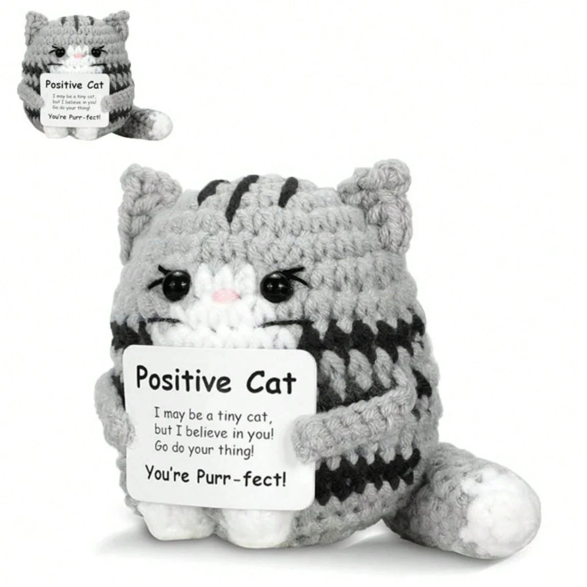 Charming Hand-Woven Plush Pendant with Inspirational Card - Perfect Warm & Sweet Gift