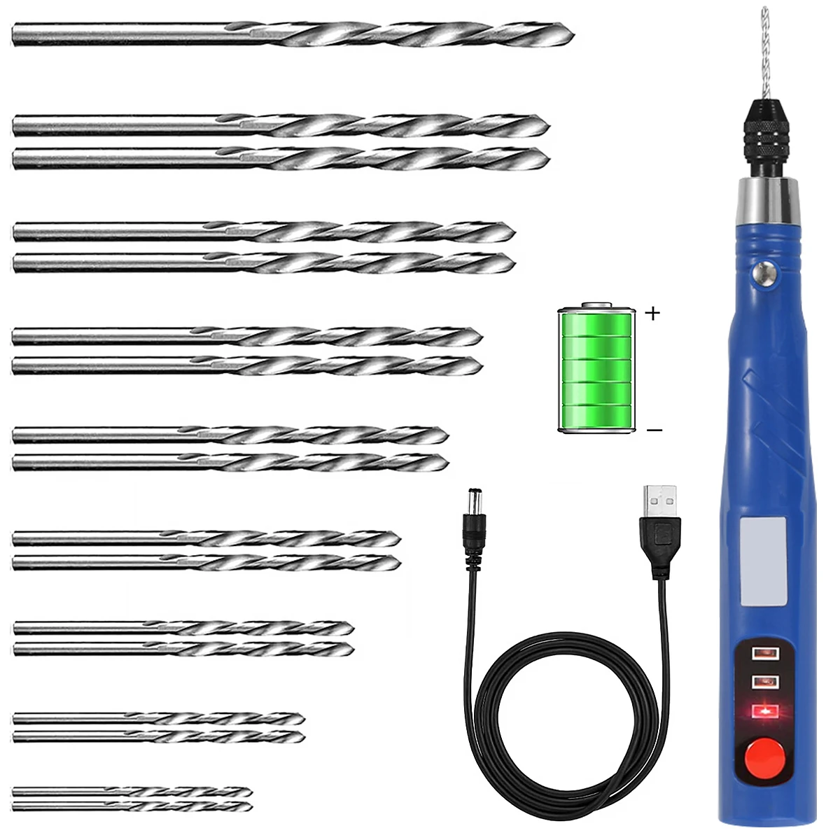 

Electric Hand Drill Cordless Rotary Tool with 3 Adjustable Speed 2000mAh Rechargeable Engraving Pen Wireless Etching Engraving