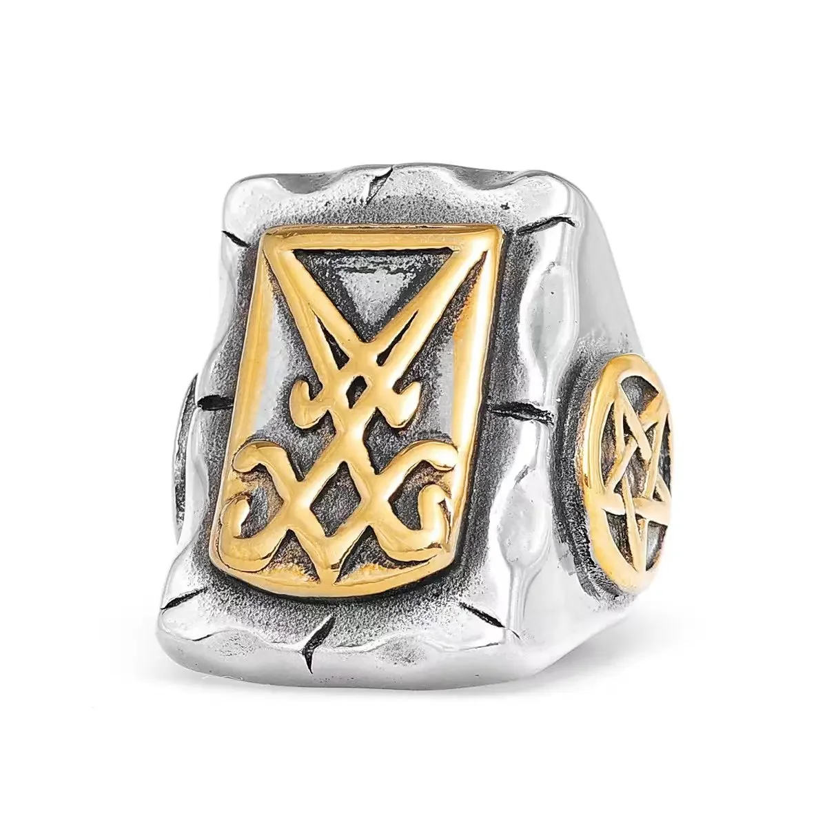 

Dark Satanic Lucifer Logo Ring for Men Stainless Steel Room Size 7-13