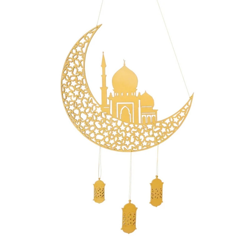 Eid Mubarak Ramadan Kareen Decor Moon And Star Alphabet Pendant Wooden ...
