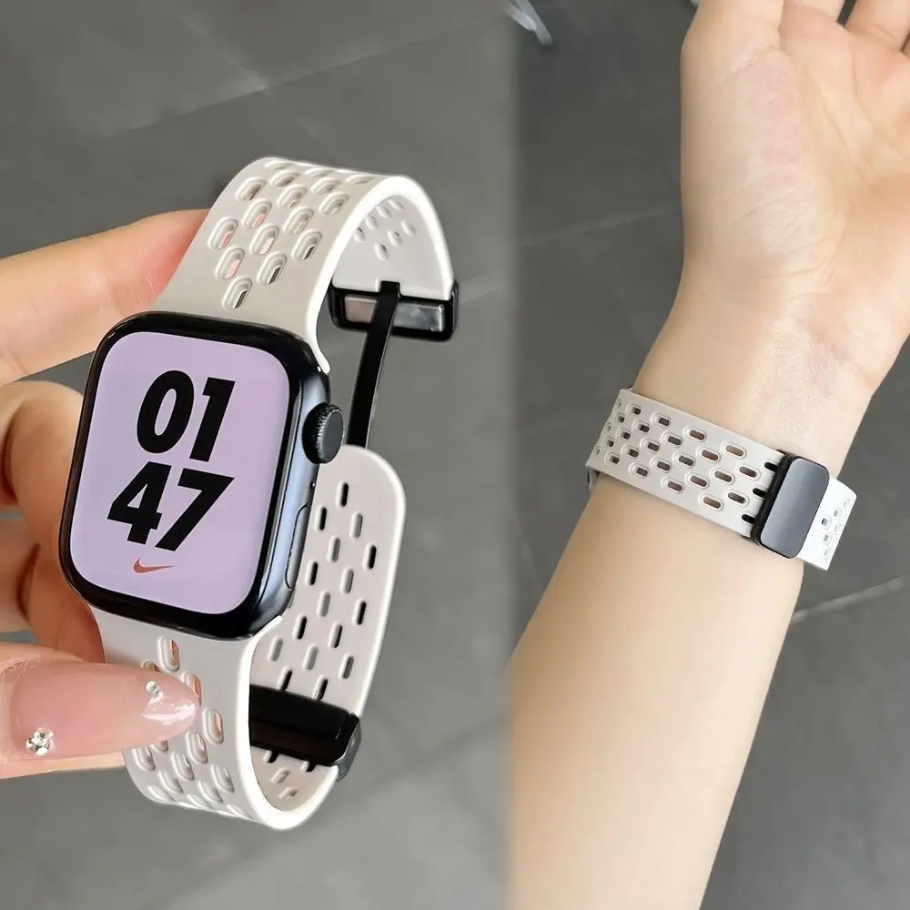 애플 워치용 마그네틱 스트랩 울트라 밴드, 49mm, 44mm, 45mm, 41mm, 40mm, 42mm, 38mm, 실리콘 스포츠 팔찌, iWatch 시리즈 8 se 7 6 5 9