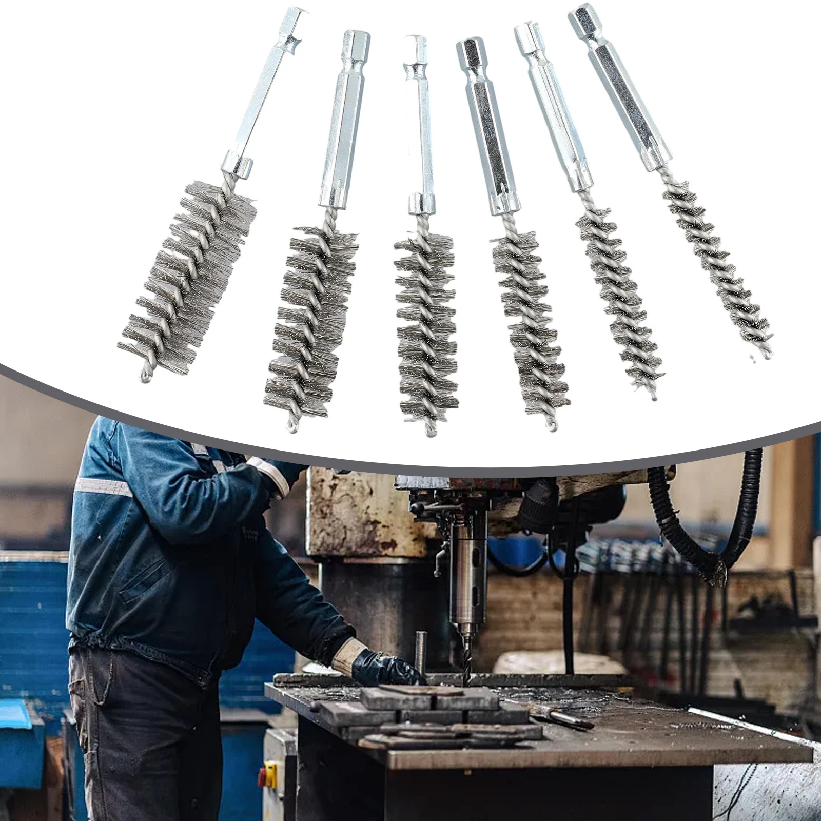 Drilling Brushes Stainless Steel Cleaning Brushes For Electric Drill Impact Tool Cleaning 6Pcs