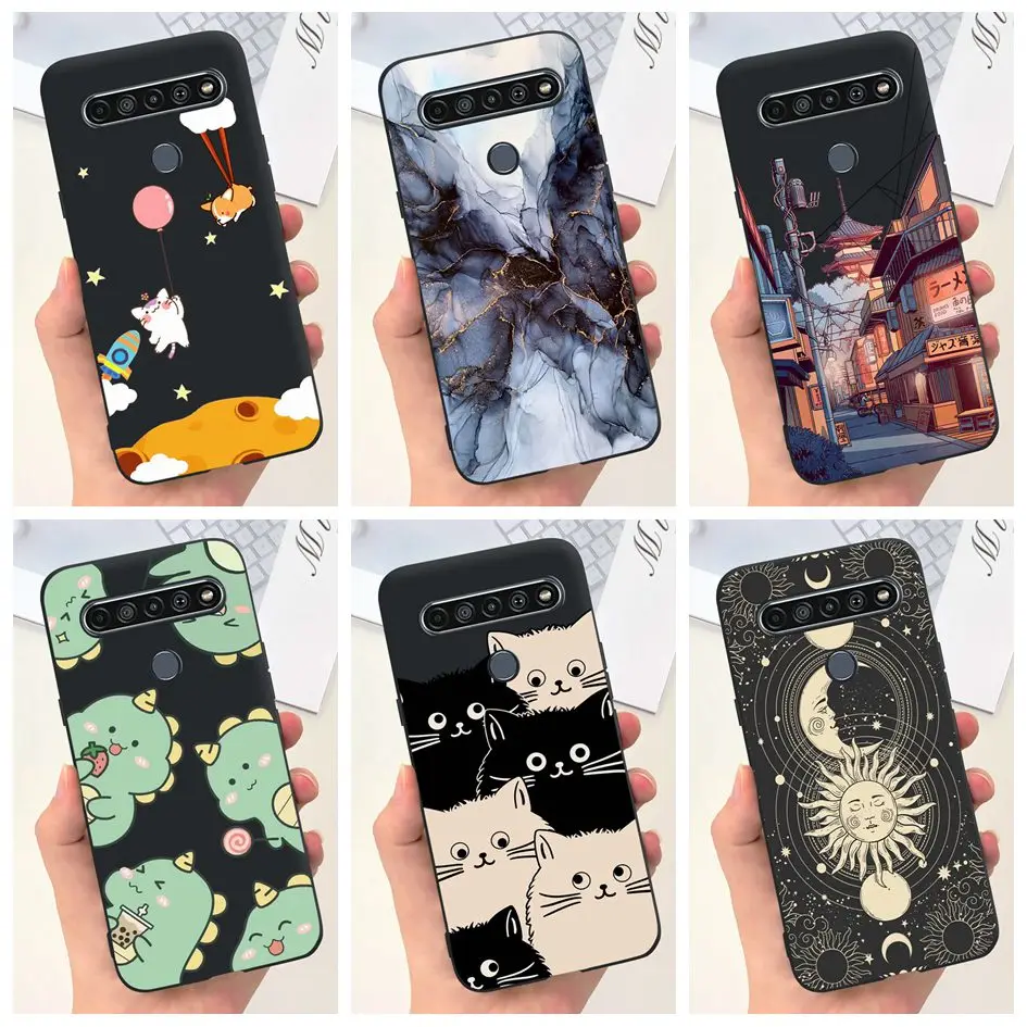 Cute Cat & Dinosaur Soft Black Silicone Shockproof Bumper Phone Case