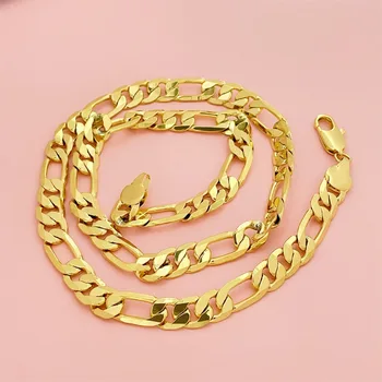 Luxury 24K 9999 Pure Gold real gold 10MM boss necklace men's and women's universal geometric necklace