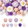 70Pcs Silicone Baby Teething Bead Set Daisy Hexagonal Shape Beads Food Grade for Newborn Diy Pacifier Chain Necklace Accessories 3