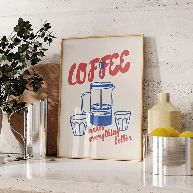 Peinture sur toile rétro rétro moderne, impressions d'art mural, pâtes et café expresso, affiche vintage, image pour bureau, cuisine, décoration d'intérieur 3