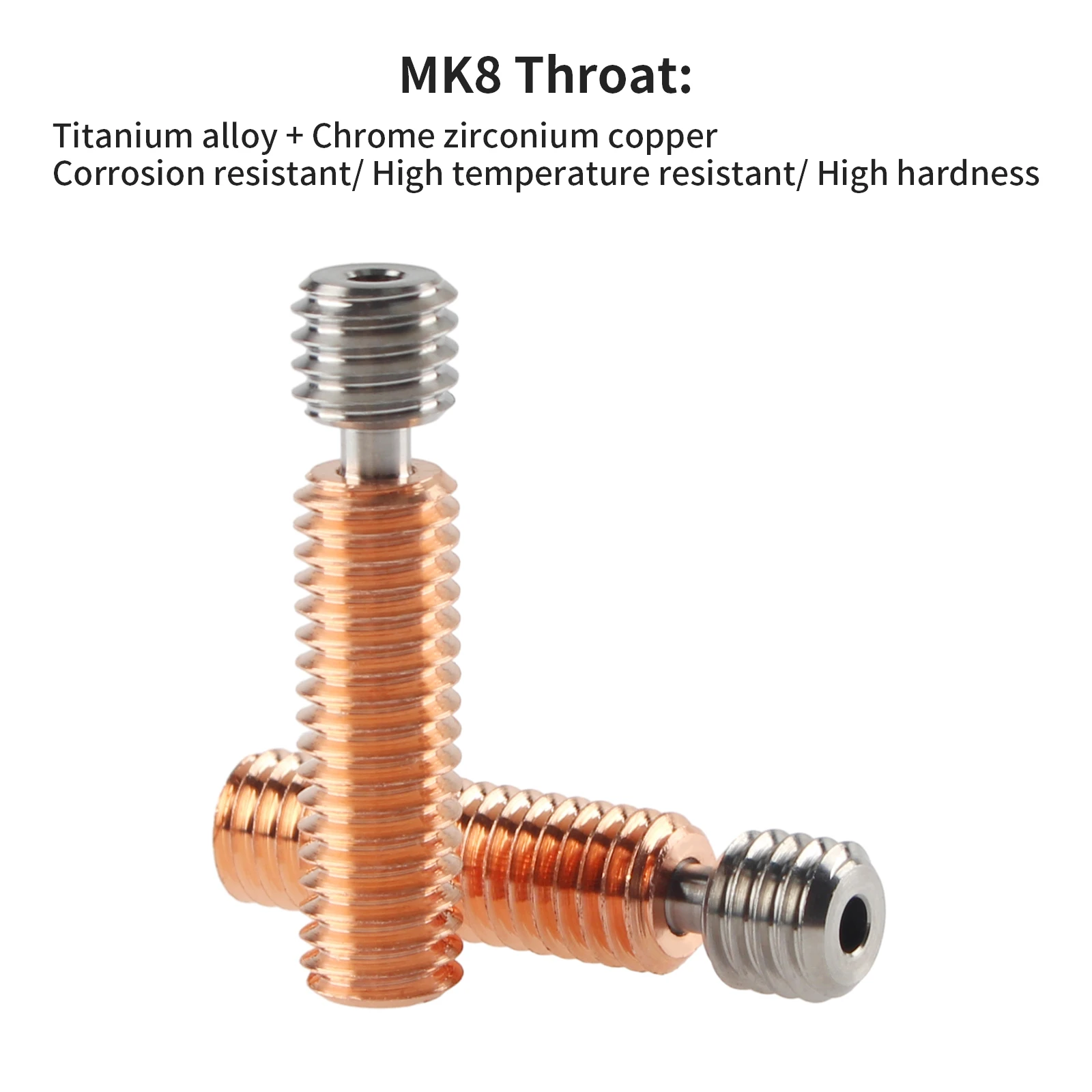 MK8 Throat 구리 티타늄 합금 열 차단 Throat, 필라멘트 MK8 핫엔드 3D 프린터 액세서리, 1.75mm, 1 개, 2 개