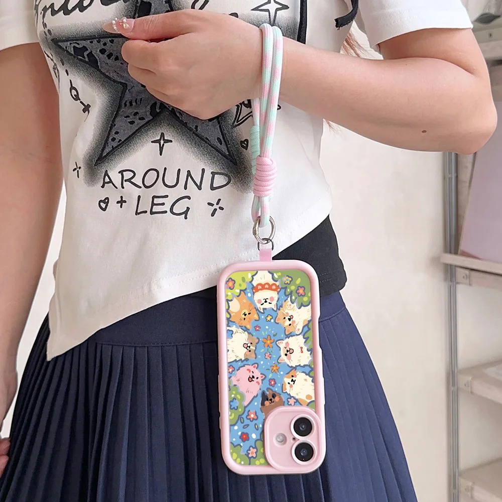 Cartoon Dog Wrist Chain Lanyard Phone Case Cover