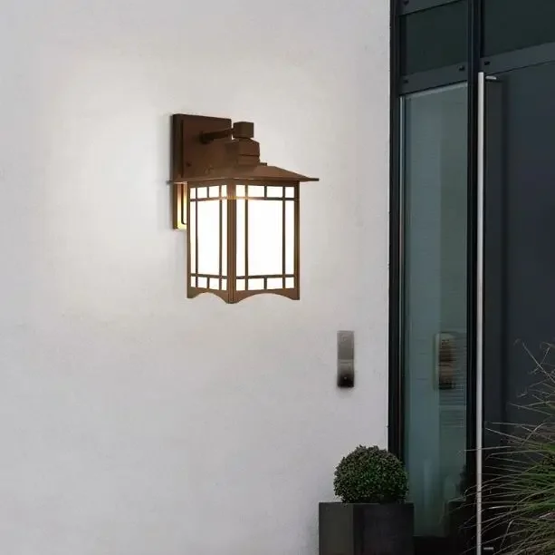 Outdoor wall lamp Chinese style simple villa store waterproof and moisture-proof aluminum LED lamp balcony wall lamp