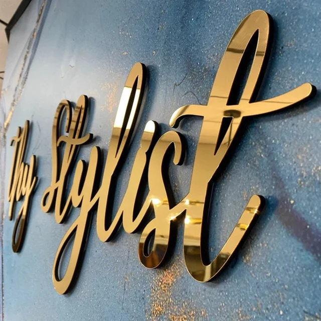 ป้ายติดผนังทำจากไม้สีทองสำหรับตกแต่งป้ายรับขวัญทารกสั่งทำกระจกอะคริลิคได้ของขวัญสำหรับงานเลี้ยงแต่งงาน 1