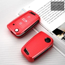 Premium Leather Car Key Case Cover Shell Bag (Orange)