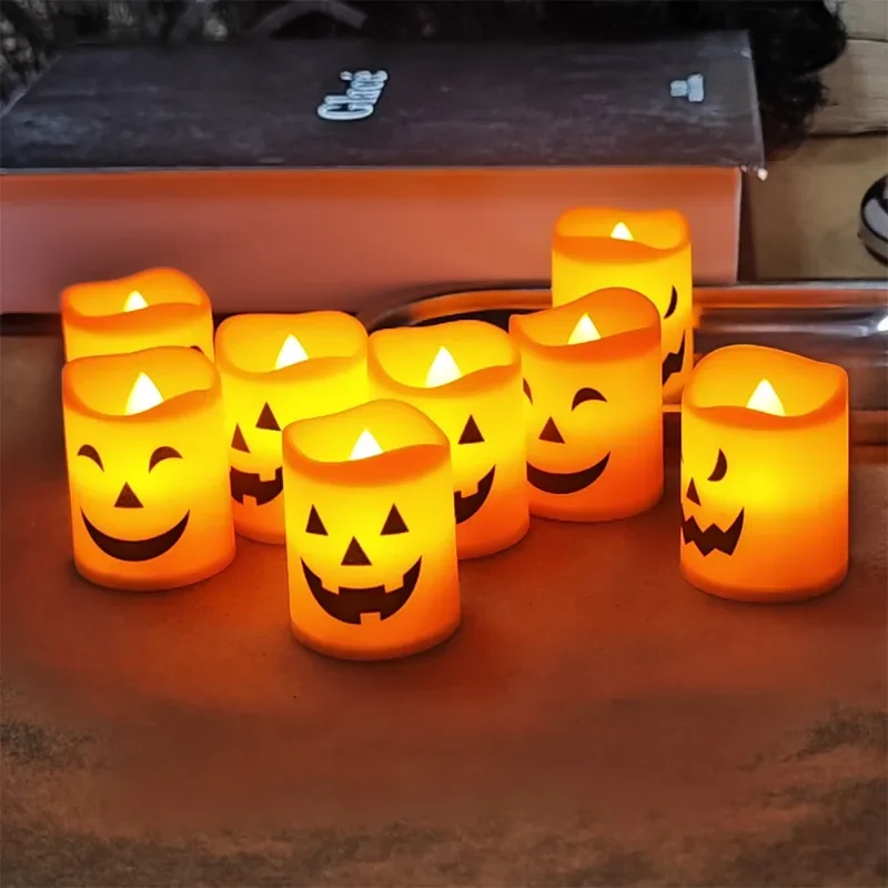 Halloween Pumpkin Candle Light LED Emitting Color:Style Random;Body Color:1PCS 6