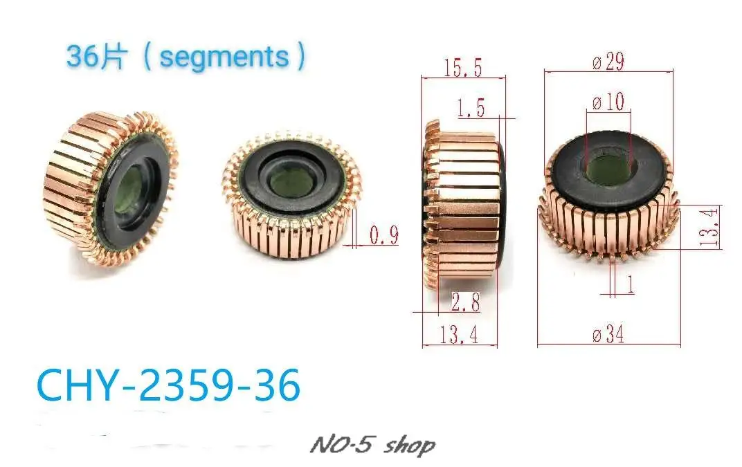 

10Pcs 29x10x13.4(15.5)*36P Copper Bars Electric Motor Commutator