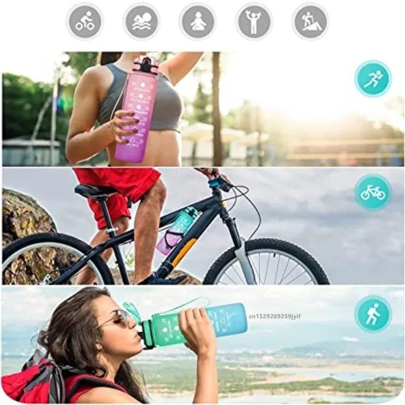 1 Liter Large Capacity Sports Water Bottle with Time-Tracking Straw Leak Proof Locking Flip Cover for Outdoor Fitness water bottle sports water bottle sports bottle