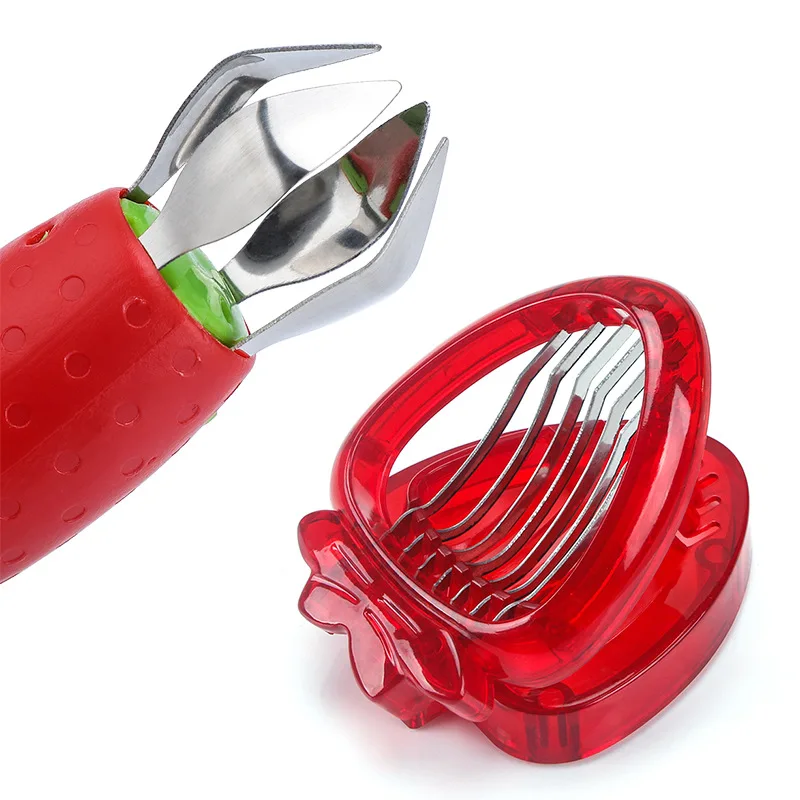 Description Picture 5 of itemStrawberry Slicer Cutter Strawberry Corer Strawberry Huller Fruit Leaf Stem Remover Salad Cake Tools Kitchen Gadget Accessories