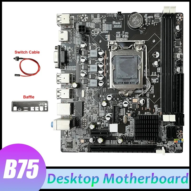 

Материнская плата B75 + перегородка + кабель переключателя LGA1155 DDR3 поддержка 2X8G PCI E 16X для процессора I3 I5 I7 серии Pentium Celeron