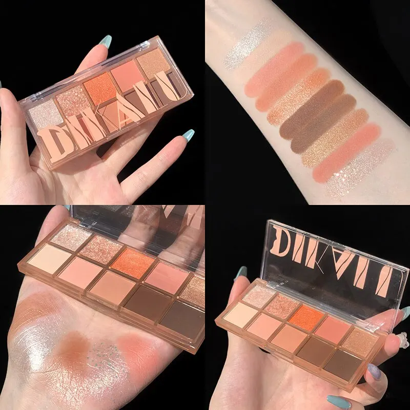 DIKALU Ten Color Makeup Comprehensive Plate Eyeshadow Plate Blush Contouring Highlights Earth Color Matte New Ins 3