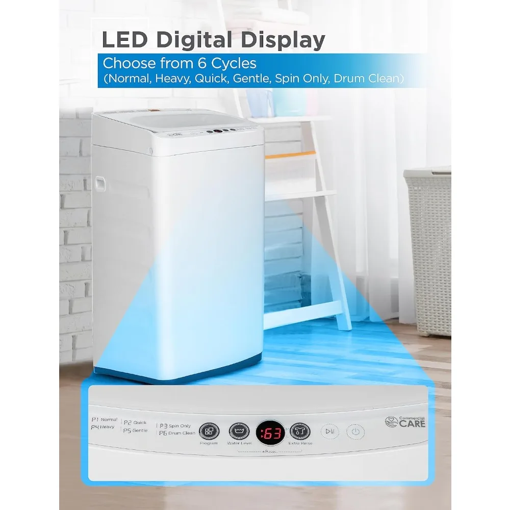 0.9 Cu. Ft. Portable Washing Machine, Compact Washing Machine with 6 Wash Cycles, Portable Clothes Washer Featuring