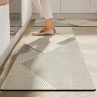 Kitchen Rug Anti-Slip Oil-Proof PVC Waterproof Floor Mat Modern Long Strip Home Decoration Carpet with Non-Skid Leather Design 1