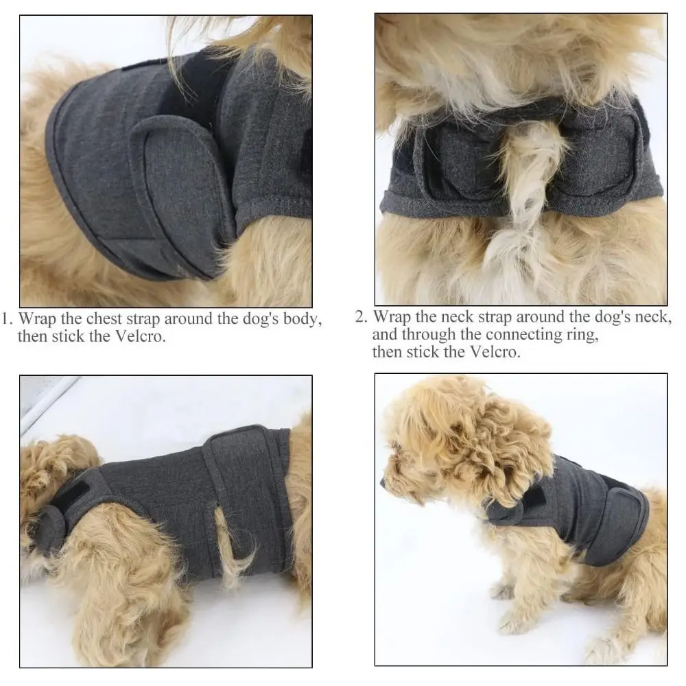 통기성 좋은 강아지 불안 완화 조끼, 편안하고 조절 가능한 강아지 진정 조끼, 따뜻하고 부드러운 불안 방지 애완견 코트 (불안 완화용)