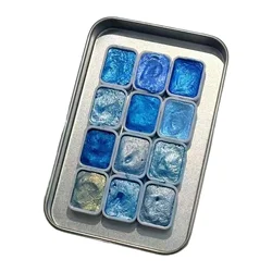 Pearlescent Watercolor Paint Set with Gold Powder - 12 Vibrant Colors for Artists and Beginners (Blue avatar)