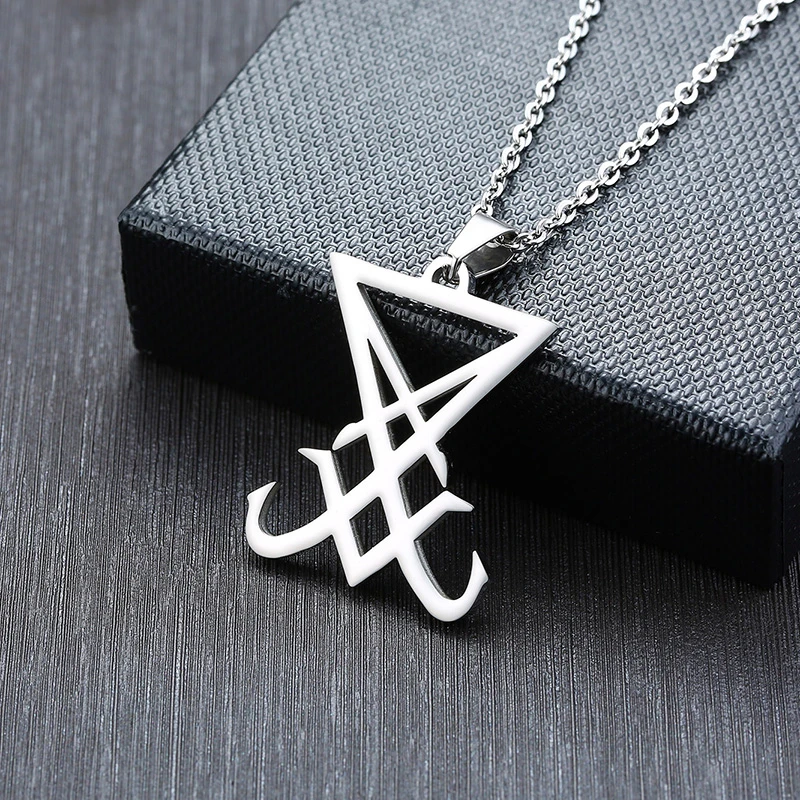 Silver Sigil of Lucifer Pendant Stainless Steel Necklace