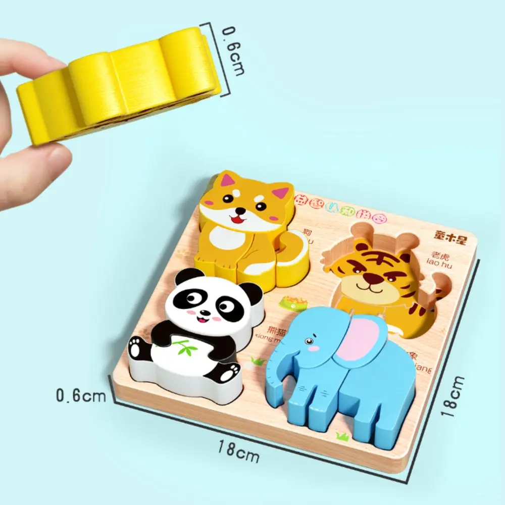Puzzle Board 4 in 1 3D Wooden Puzzles Educational Intelligence Wooden Puzzle Toy Fruit Cartoon Wooden Rainbow Blocks Puzzle Baby 6