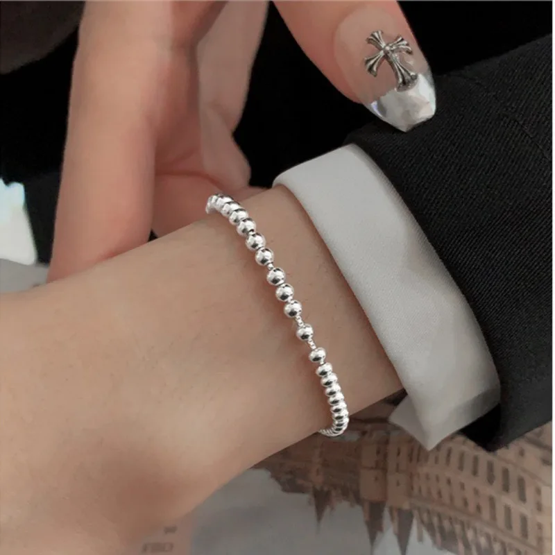 Elegant 925 Sterling Silver Beaded Adjustable Bracelet