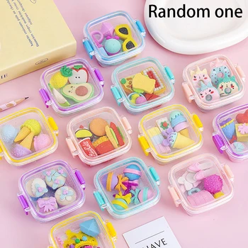 Set di Gomme da Cancellare Creative a Forma di Lunch Box, Varie Gomme Carine e Morbide per Studenti, Forniture Scolastiche, Regali Premi Esclusivi
