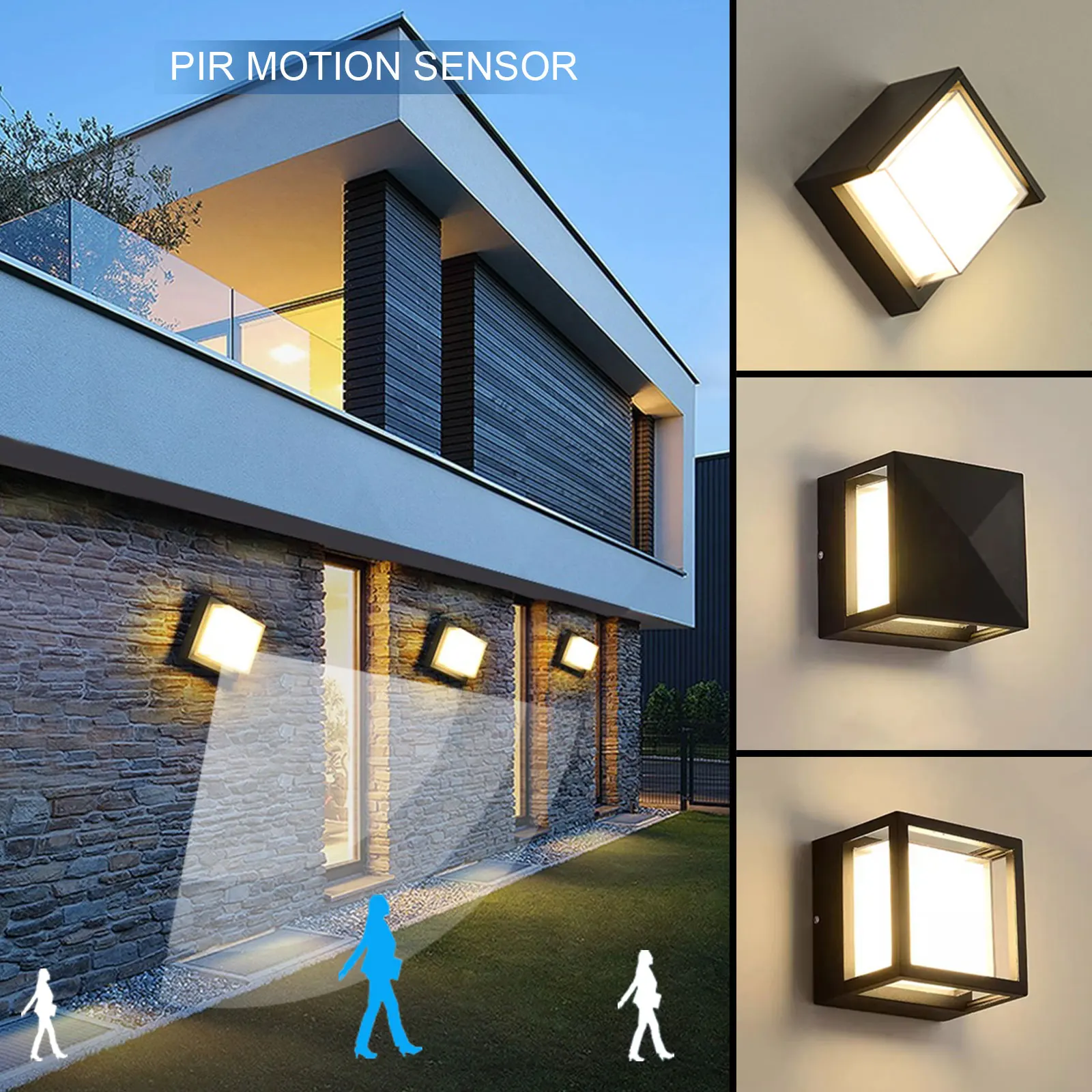 LED 벽 램프 바디 모션 센서, 실내 및 실외용 ABS 소재, 따뜻하고 차가운 흰색, 6W, 12W, AC85-265V